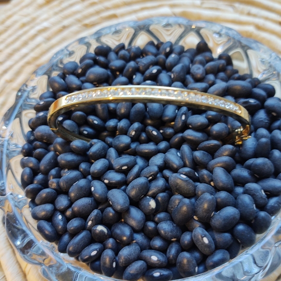 Vintage Goldtone Rhinestone Bangle - Picture 8 of 14